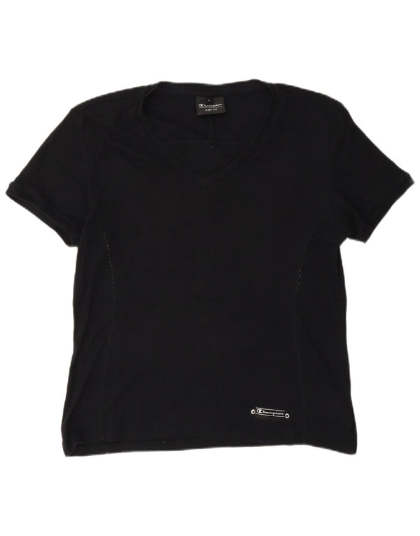 Champion Womens T-Shirt Top UK 16 Large Black Cotton
