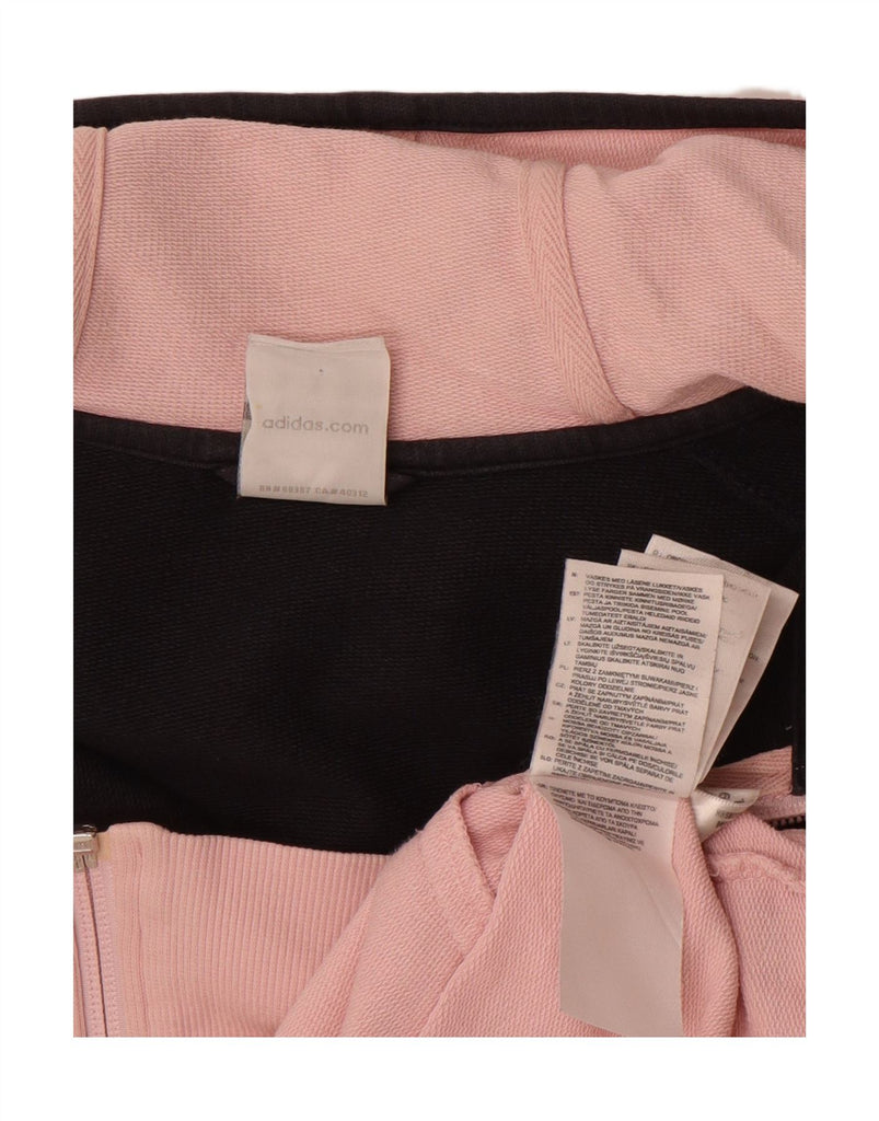 ADIDAS Womens Zip Hoodie Sweater UK 12 Medium Pink Colourblock Cotton Vintage Adidas and Second-Hand Adidas from Messina Hembry 