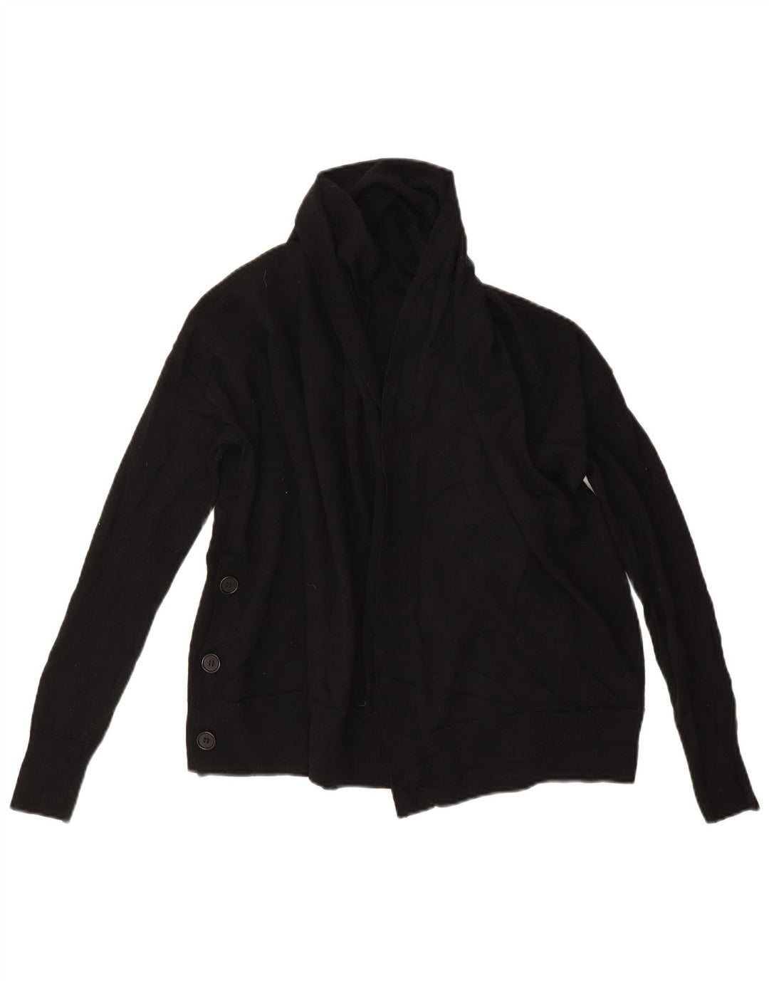 Cos Womens Oversized Open Cardigan Sweater UK 6 XS Black Wool