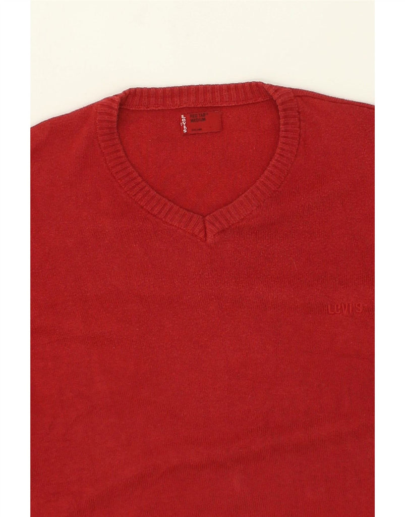 LEVI'S Mens V-Neck Jumper Sweater Medium Red Cotton | Vintage Levi's | Thrift | Second-Hand Levi's | Used Clothing | Messina Hembry 