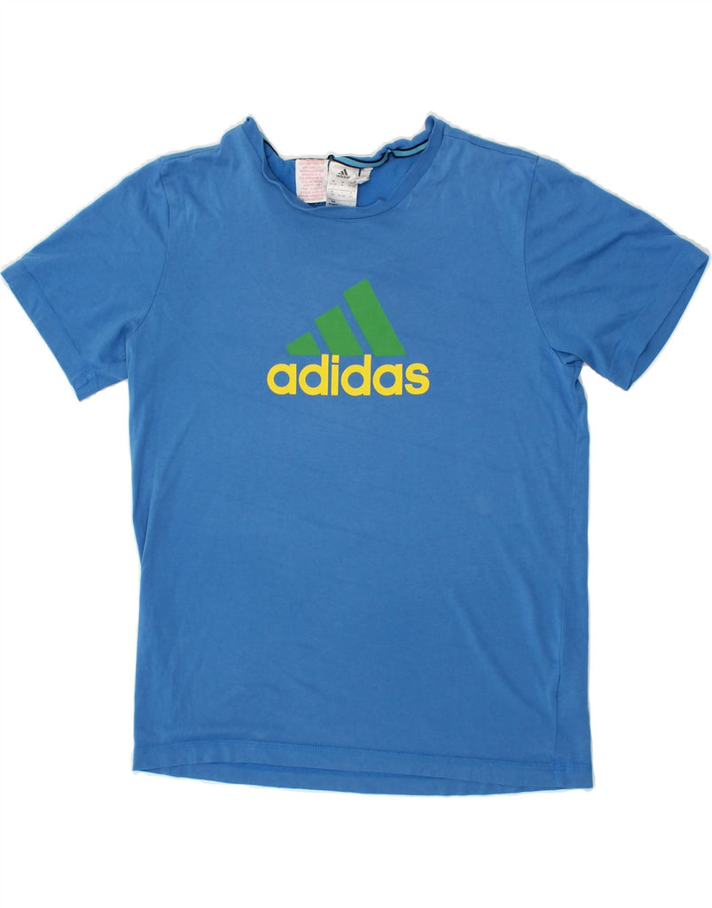 ADIDAS Boys Climalite Graphic T-Shirt Top 15-16 Years Blue Cotton | Vintage Adidas | Thrift | Second-Hand Adidas | Used Clothing | Messina Hembry 