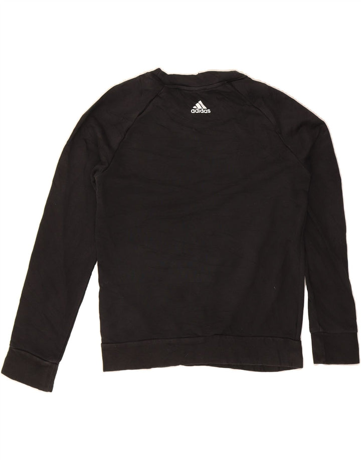ADIDAS Womens Oversized Graphic Sweatshirt Jumper UK 10 Small Black Cotton Vintage Adidas and Second-Hand Adidas from Messina Hembry 