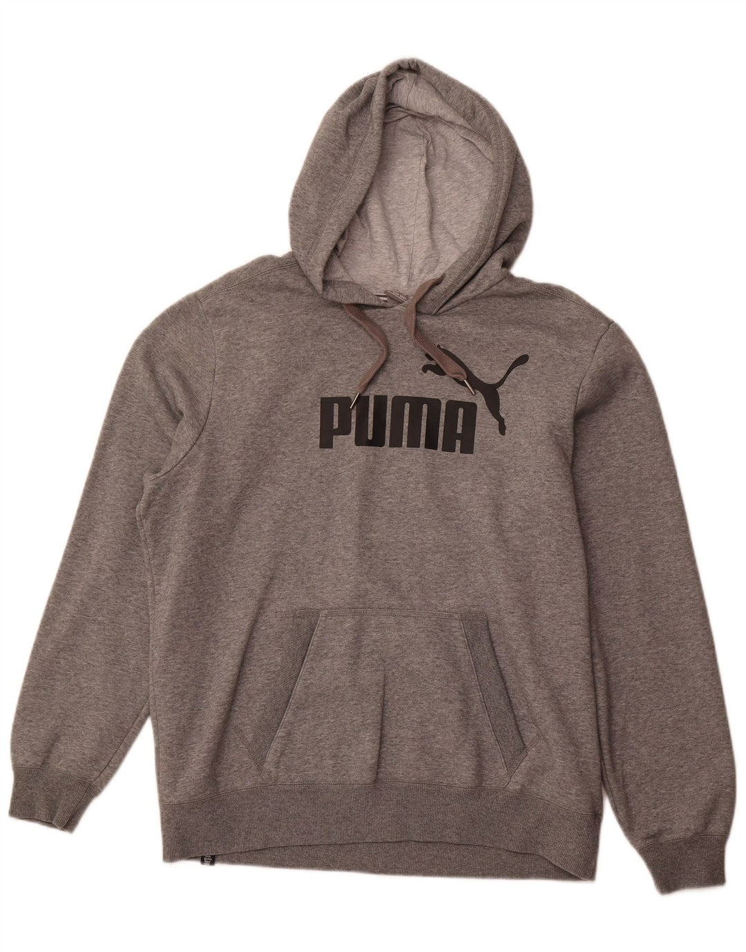 PUMA Mens Graphic Hoodie Jumper Large Grey Cotton