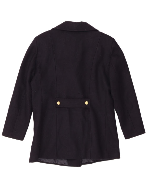 Michel Beaudouin Womens Pea Coat IT 46 Large Navy Blue