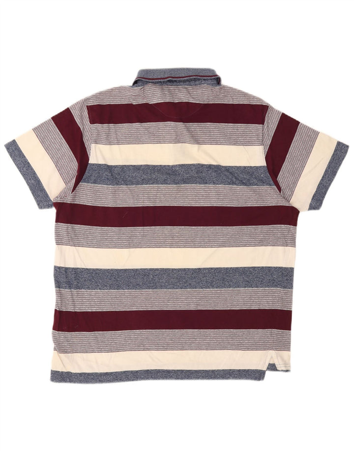 Pierre Cardin Mens Polo Shirt Large Multicoloured Striped Cotton