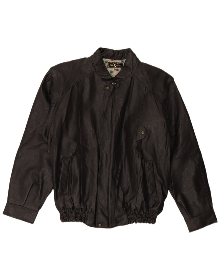 VINTAGE Mens Leather Jacket UK 42 XL Black