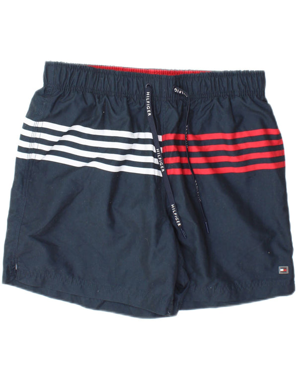 Tommy Hilfiger Mens Swimming Shorts Large Navy Blue Striped Polyester