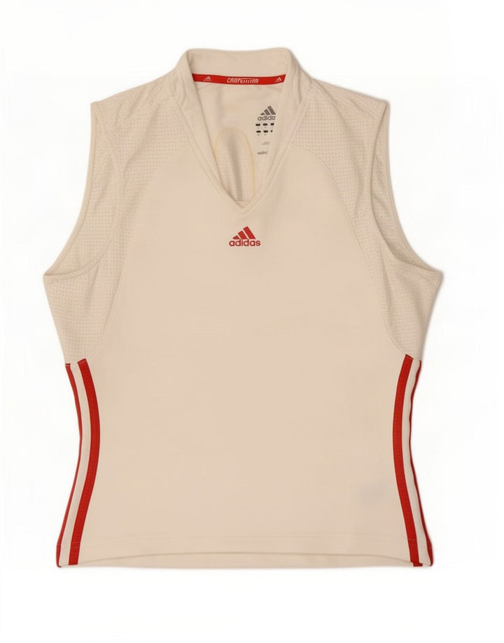 Adidas Womens Vest Top UK 14 Medium White Colourblock Polyester