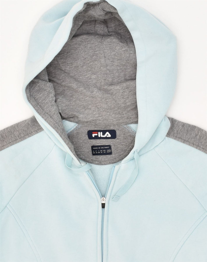 FILA Womens Zip Hoodie Sweater UK 12 Medium  Blue Cotton | Vintage Fila | Thrift | Second-Hand Fila | Used Clothing | Messina Hembry 