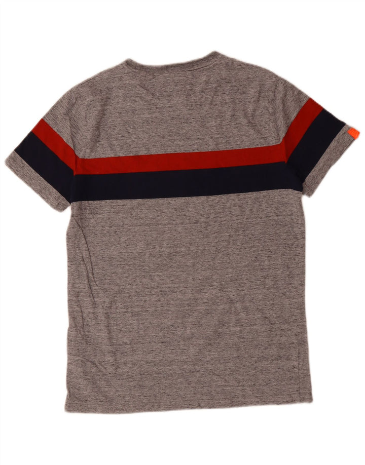 SUPERDRY Mens T-Shirt Top Medium Grey Colourblock Cotton