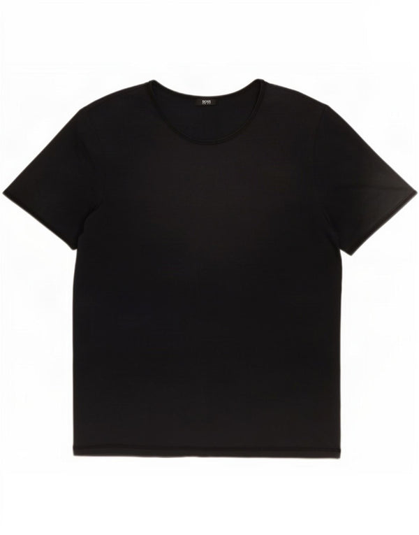 Hugo Boss Womens T-Shirt Top UK 12 Medium Black Cotton