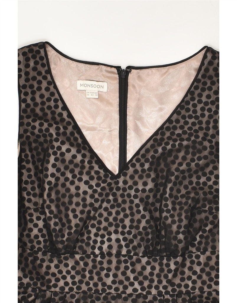 MONSOON Womens Sleeveless Tutu Dress UK 14 Large Black Polka Dot Polyester | Vintage Monsoon | Thrift | Second-Hand Monsoon | Used Clothing | Messina Hembry 