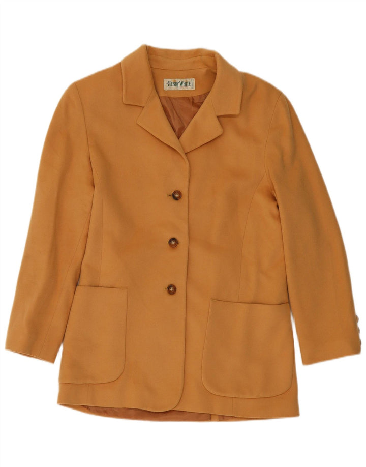 HENRY WHITE Womens 3 Button Blazer Jacket UK 14 Large Beige Wool