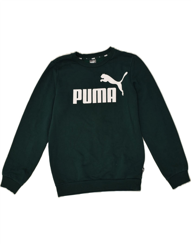 PUMA Boys Graphic Sweatshirt Jumper 11-12 Years Green Cotton | Vintage Puma | Thrift | Second-Hand Puma | Used Clothing | Messina Hembry 