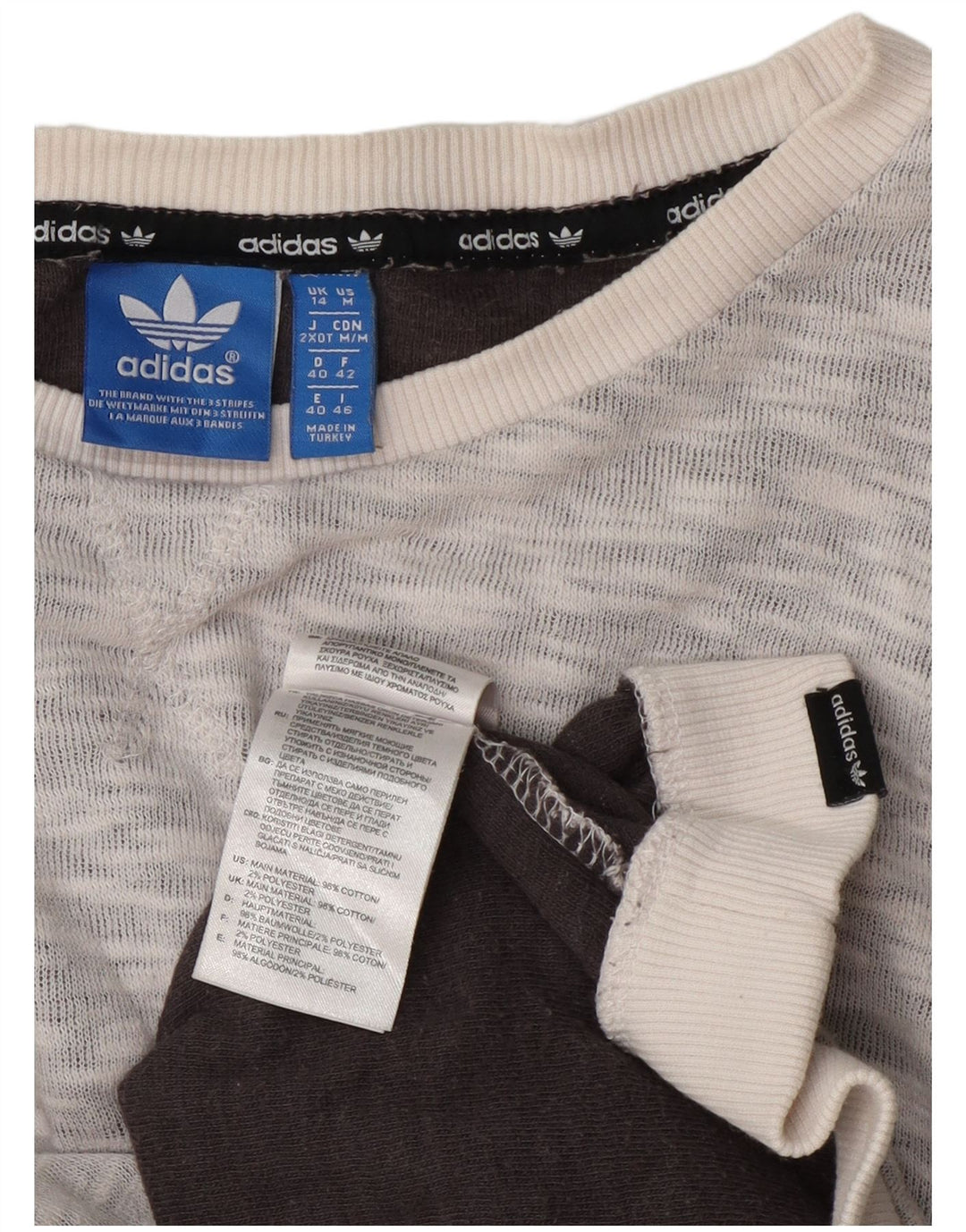 Adidas Womens Graphic Oversized Sweatshirt Jumper UK 14 Large Grey Flecked