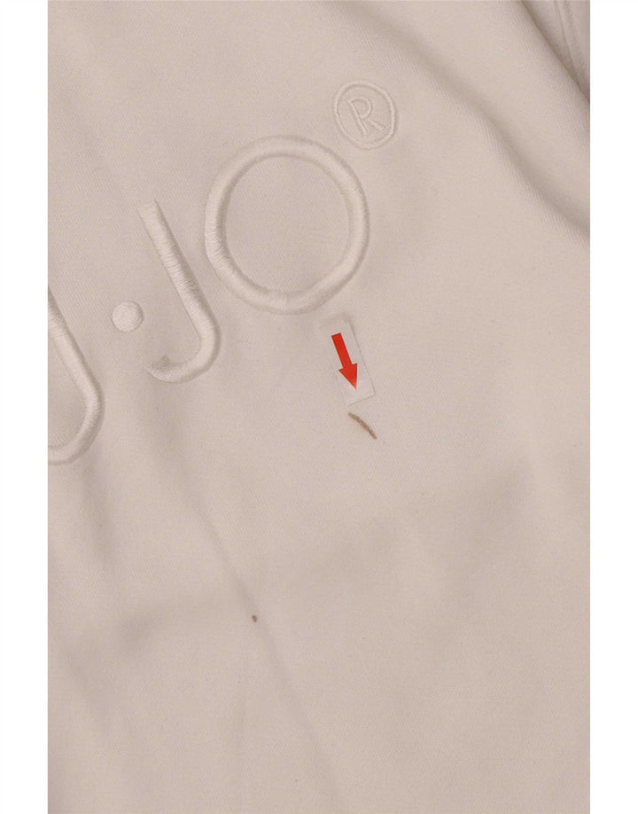 Liu Jo Womens Graphic Sweatshirt Jumper UK 14 Medium White Cotton