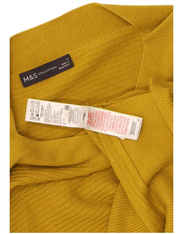 Marks & Spencer Womens Boat Neck Jumper Sweater UK 14 Medium Yellow Viscose
