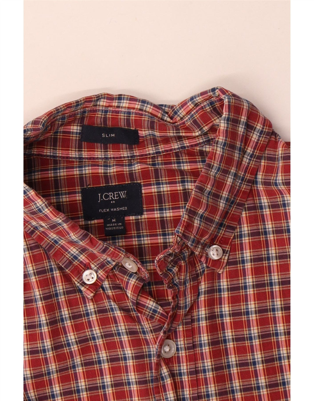 J. CREW Mens Slim Fit Shirt Medium Red Check Cotton