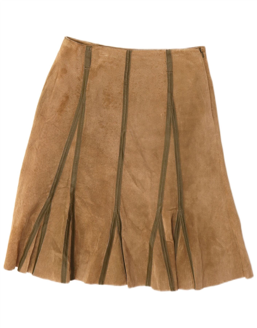 Promod Womens Suede A-Line Skirt UK 8 Small W28  Beige Leather