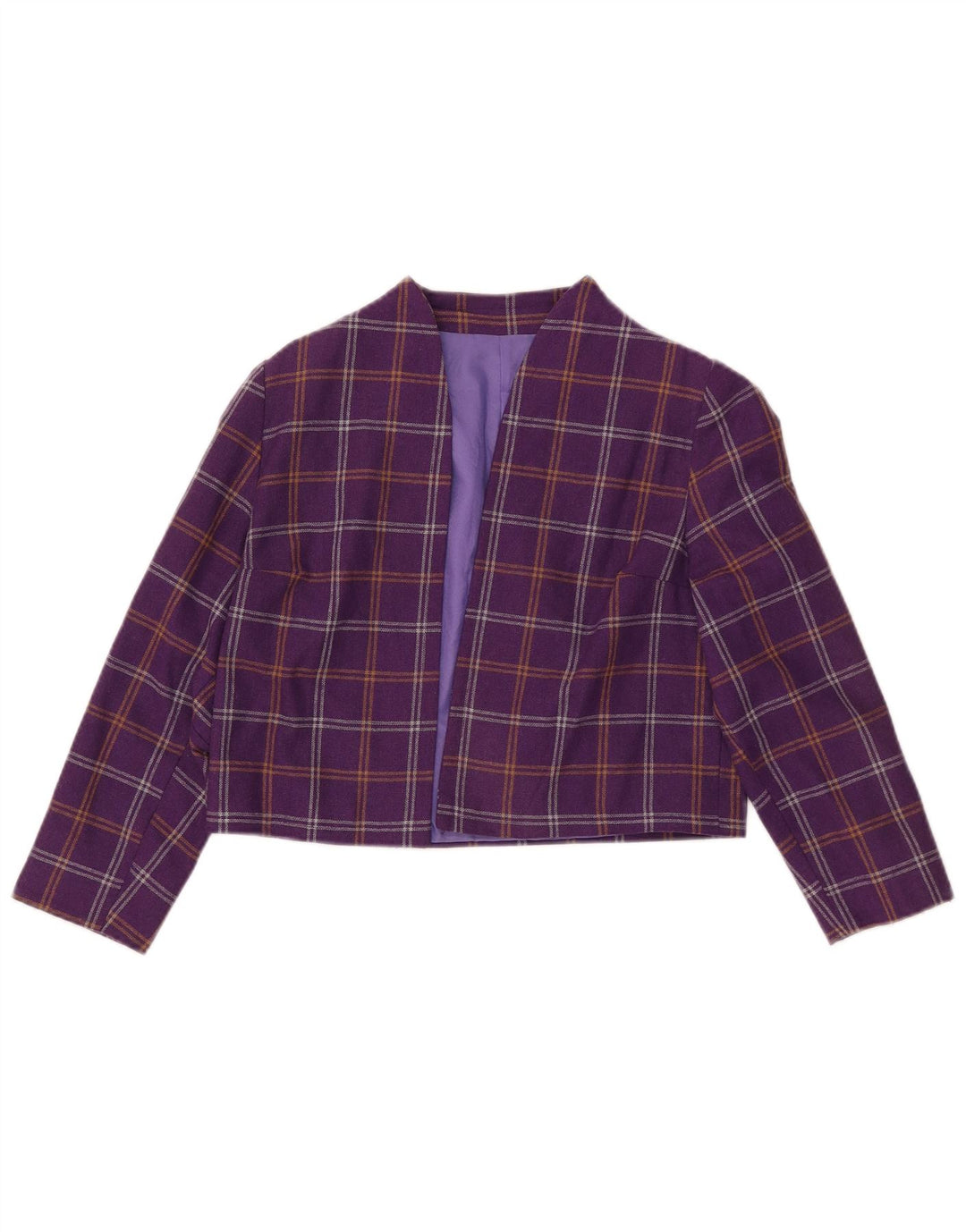 VINTAGE Womens Bolero Jacket UK 10 Small Purple Check