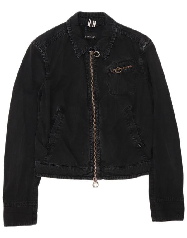 Calvin Klein Jeans Womens Denim Jacket UK 14 Medium Black Cotton
