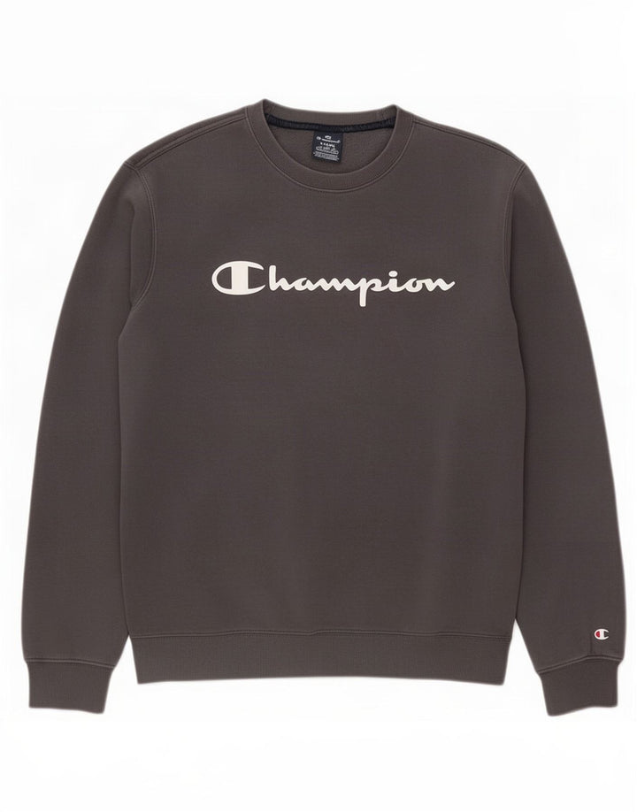 Champion Mens Graphic Sweatshirt Jumper Large Grey Cotton