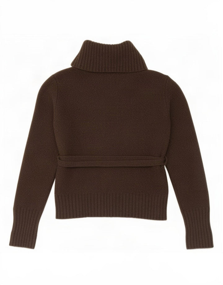 Joules Womens Crop Roll Neck Jumper Sweater UK 12 Medium Khaki Wool