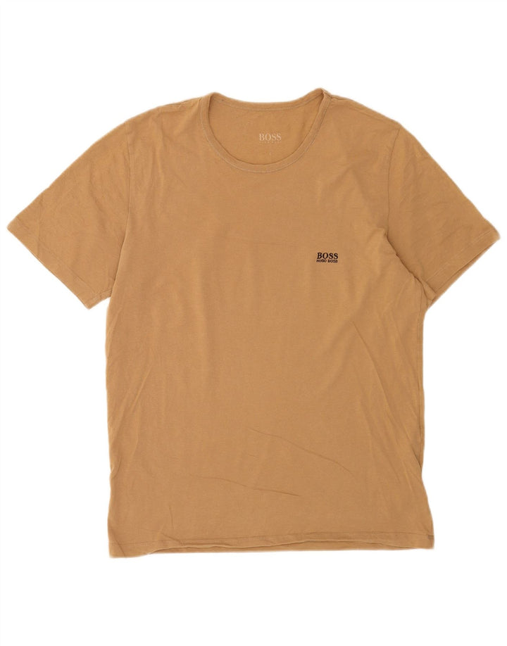 Hugo Boss Mens T-Shirt Top Large Beige Cotton