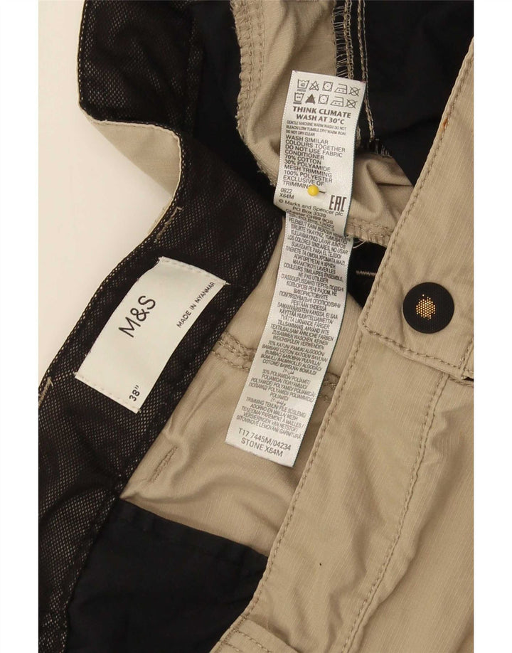 Marks & Spencer Mens Cargo Shorts XL W38 Beige Cotton