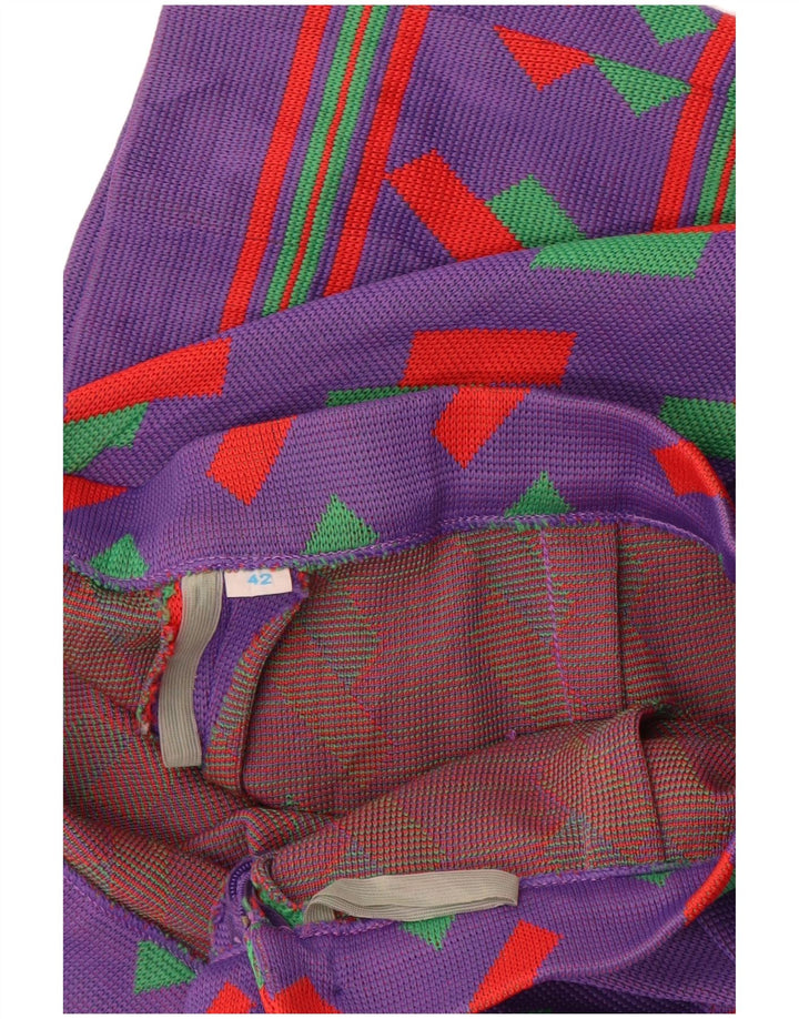 VINTAGE Womens High Waist A-Line Skirt IT 42 Medium W26 Purple Geometric