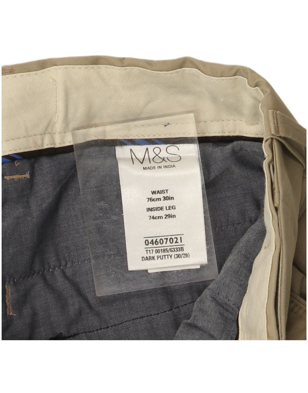 MARKS & SPENCER Mens Straight Chino Trousers W30 L29 Beige Cotton
