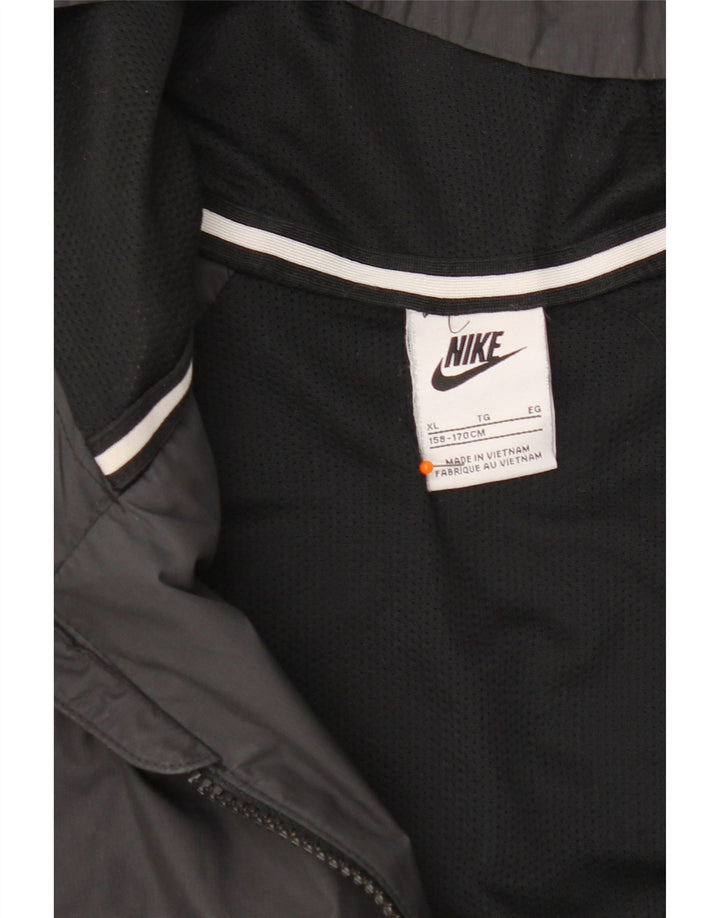 Nike Boys Hooded Tracksuit Top Jacket 13-14 Years XL Black Polyester