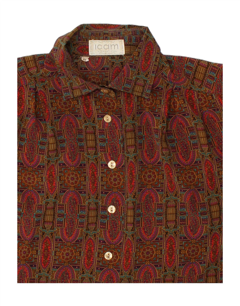 ICAM Womens Shirt IT 46 Large Brown Paisley Polyester Vintage Icam and Second-Hand Icam from Messina Hembry 