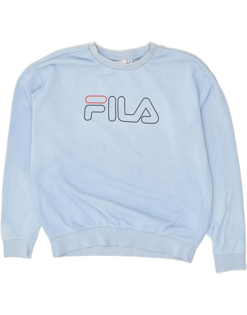 FILA Mens Graphic Sweatshirt Jumper Medium Blue Cotton | Vintage Fila | Thrift | Second-Hand Fila | Used Clothing | Messina Hembry 