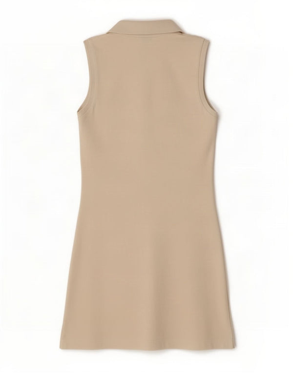 Invicta Womens Sleeveless Polo Dress UK 12 Medium Off White Cotton
