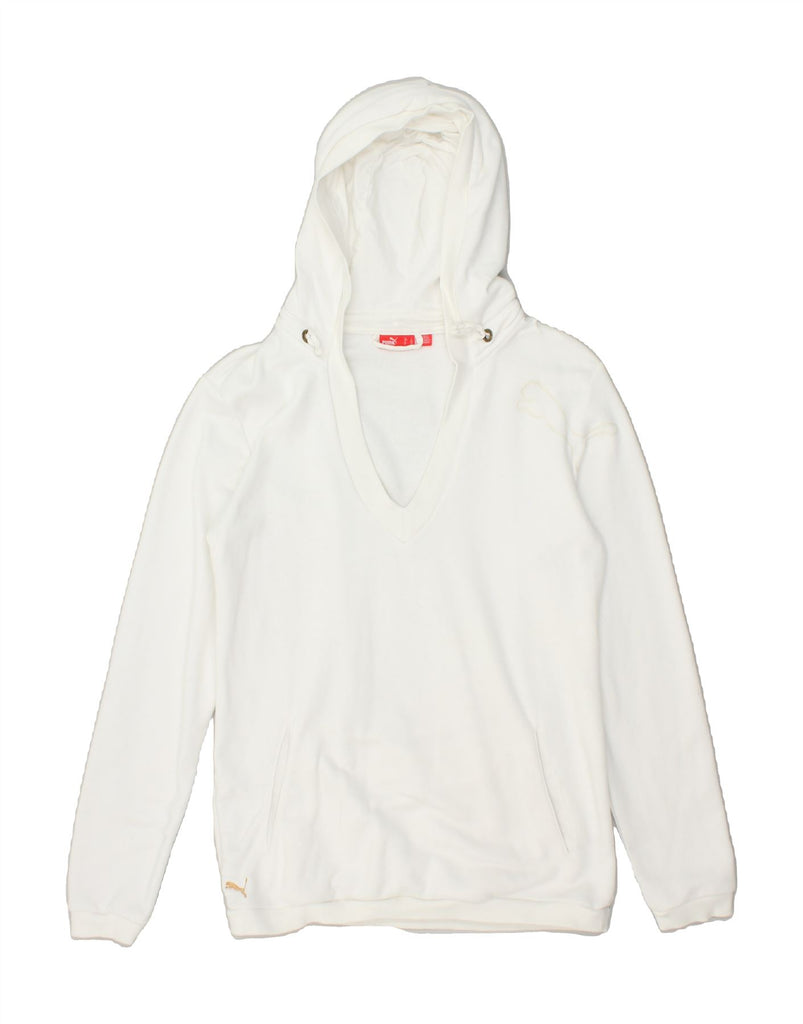 PUMA Womens Hoodie Jumper UK 14 Large White Cotton | Vintage Puma | Thrift | Second-Hand Puma | Used Clothing | Messina Hembry 