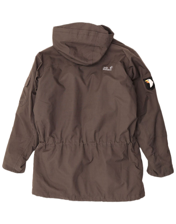 Jack Wolfskin Mens Hooded Windbreaker Coat UK 36/38 Medium Grey Polyester