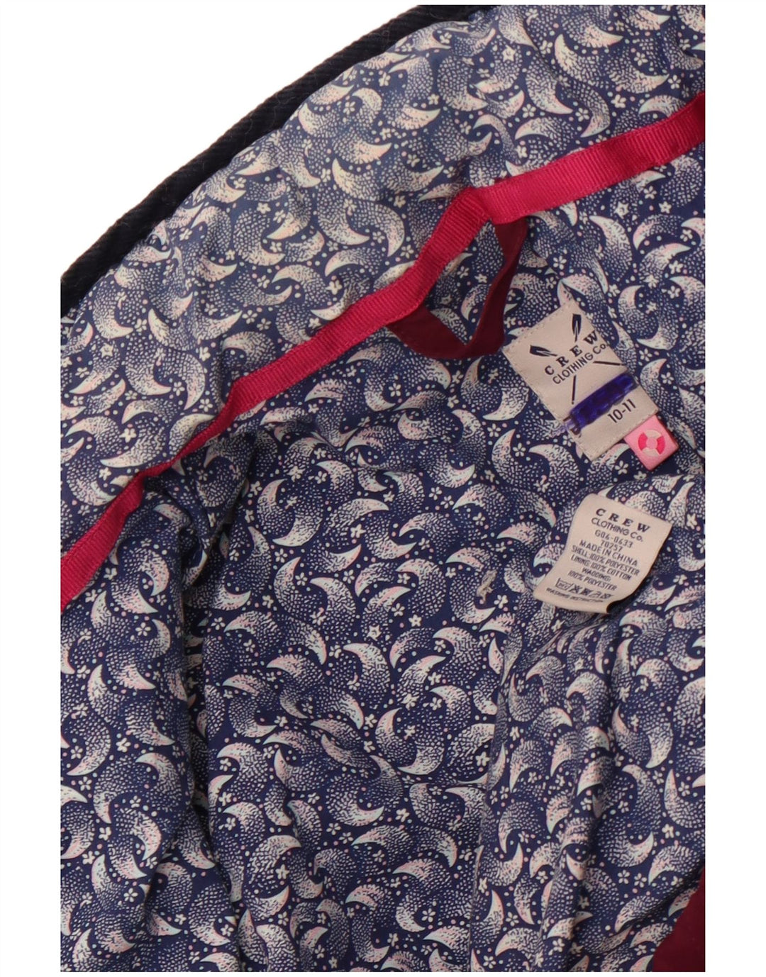 CREW CLOTHING Girls Quilted Jacket 10-11 Years Burgundy Polyester