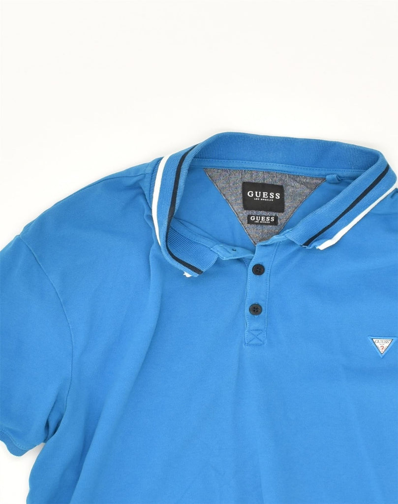 GUESS Mens Polo Shirt Large Blue Cotton | Vintage Guess | Thrift | Second-Hand Guess | Used Clothing | Messina Hembry 