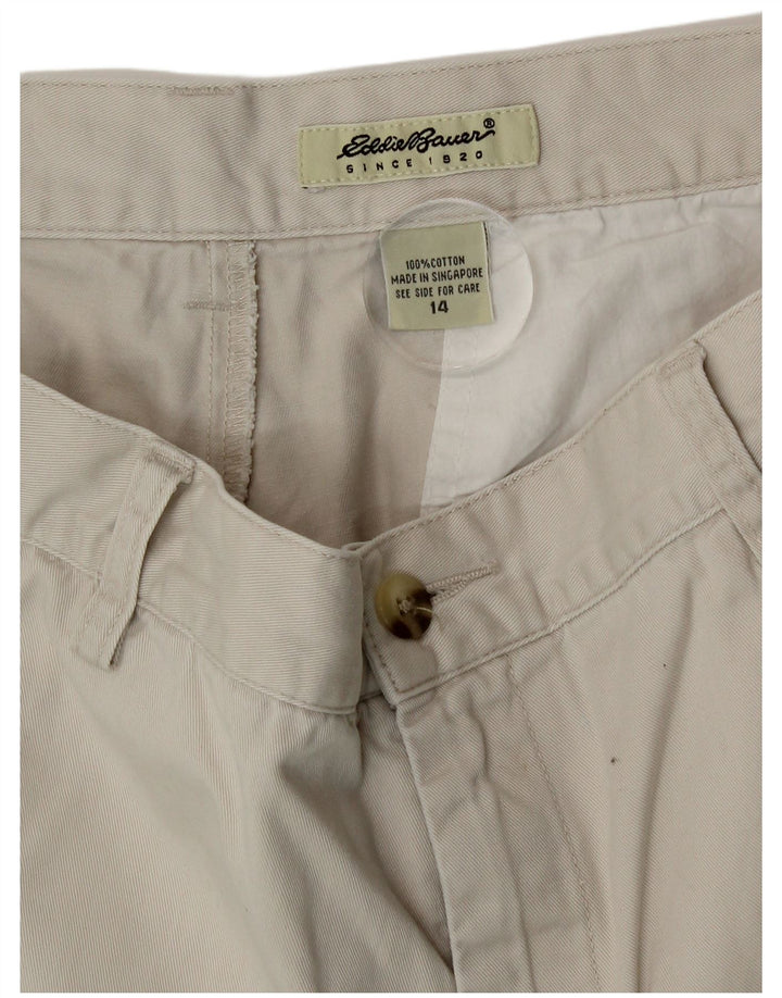 Eddie Bauer Womens High Rise Chino Shorts US 14 Large W32 Beige Cotton