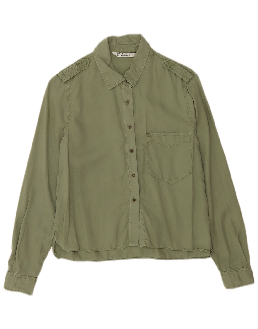 Zara Womens Military Shirt UK 10 Small Green