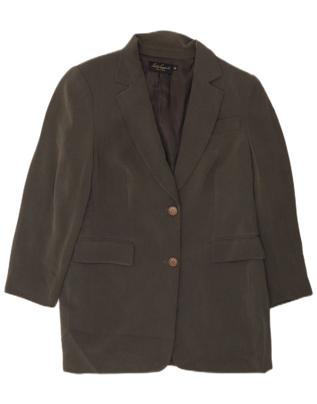 Luisa Spagnoli Womens Longline 2 Button Blazer Jacket IT 48 XL Grey Acetate