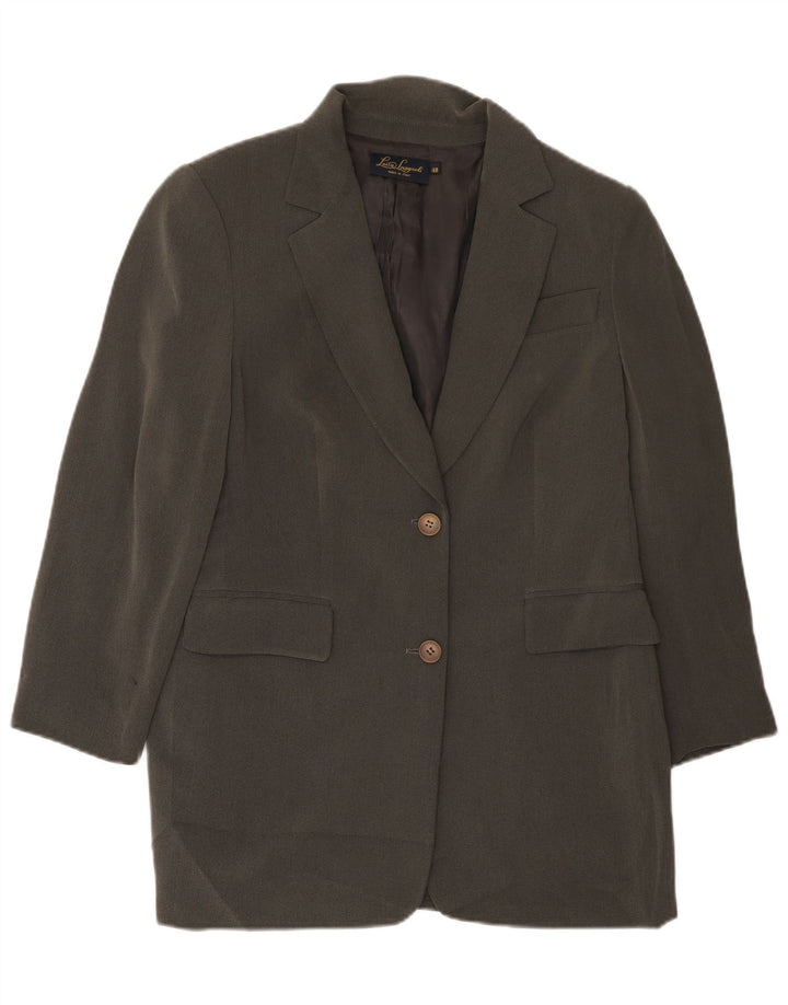 Luisa Spagnoli Womens Longline 2 Button Blazer Jacket IT 48 XL Grey Acetate