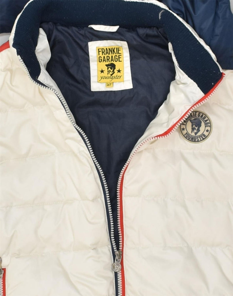 FRANKIE GARAGE Boys Hooded Padded Jacket 15-16 Years White Polyester | Vintage Frankie Garage | Thrift | Second-Hand Frankie Garage | Used Clothing | Messina Hembry 