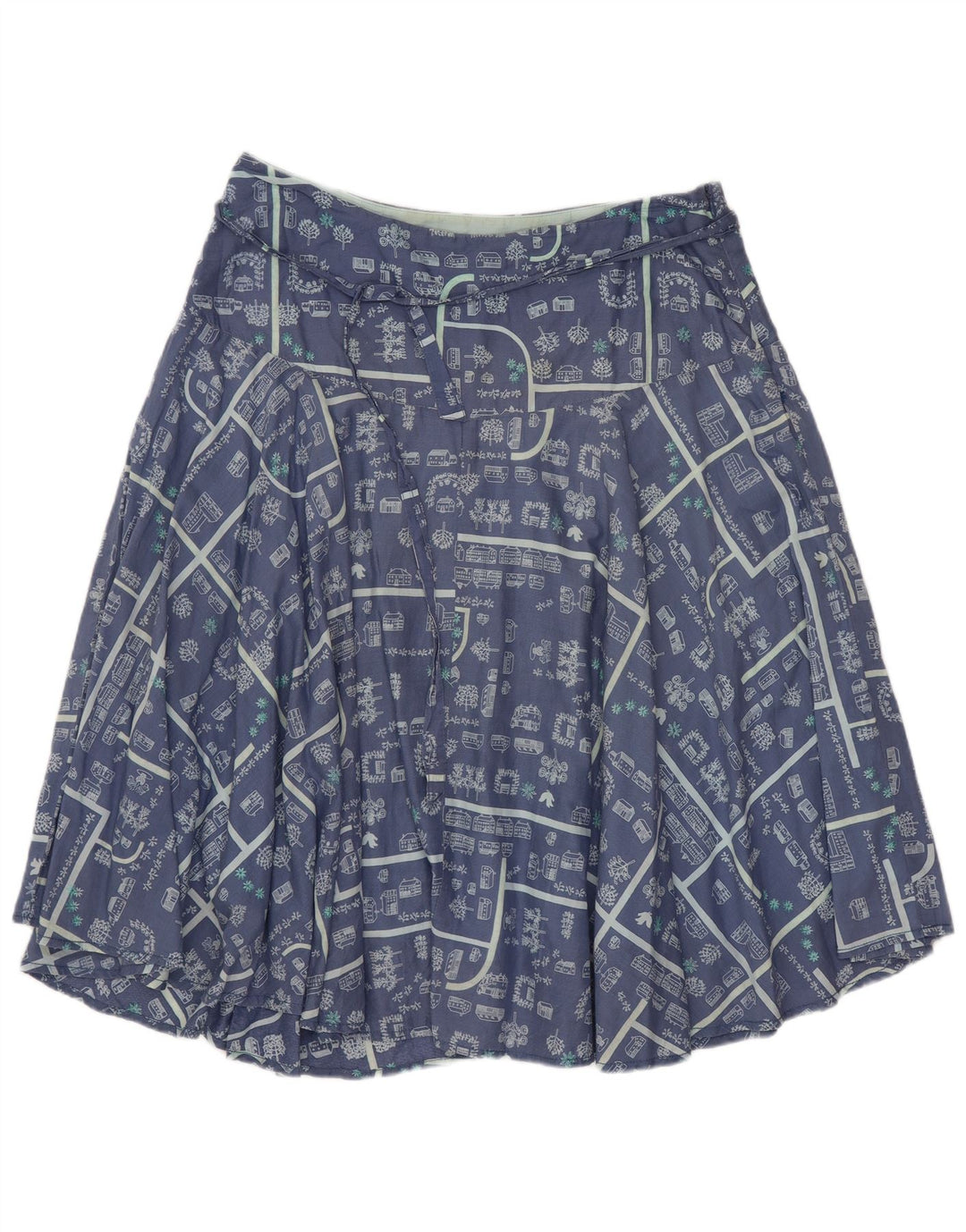 White Stuff Womens Graphic A-Line Skirt UK 12 Medium W30 Blue Cotton