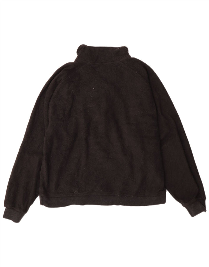 FILA Mens Zip Neck Fleece Jumper Large Black Polyester