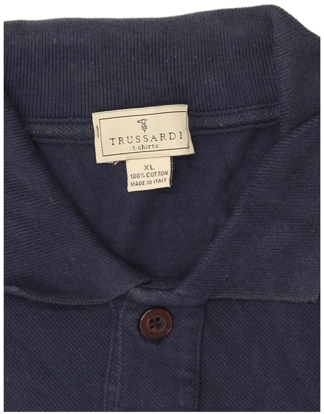 Trussardi Mens Polo Shirt XL Navy Blue Cotton