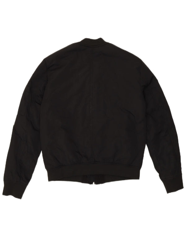 Zara Womens Loose Fit Bomber Jacket UK 4 XS Black Polyester Modern