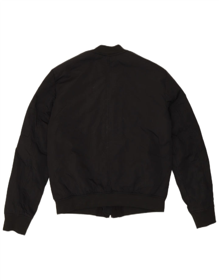 Zara Womens Loose Fit Bomber Jacket UK 4 XS Black Polyester Modern