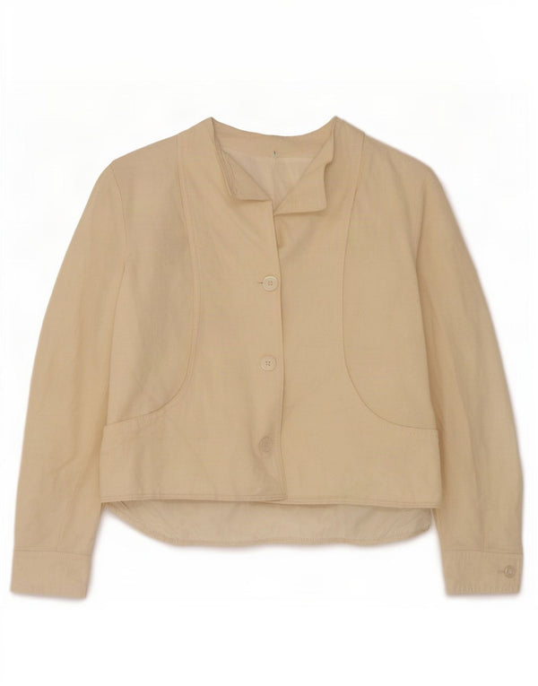 Vintage Womens Bomber Jacket IT 44 Medium Beige Linen